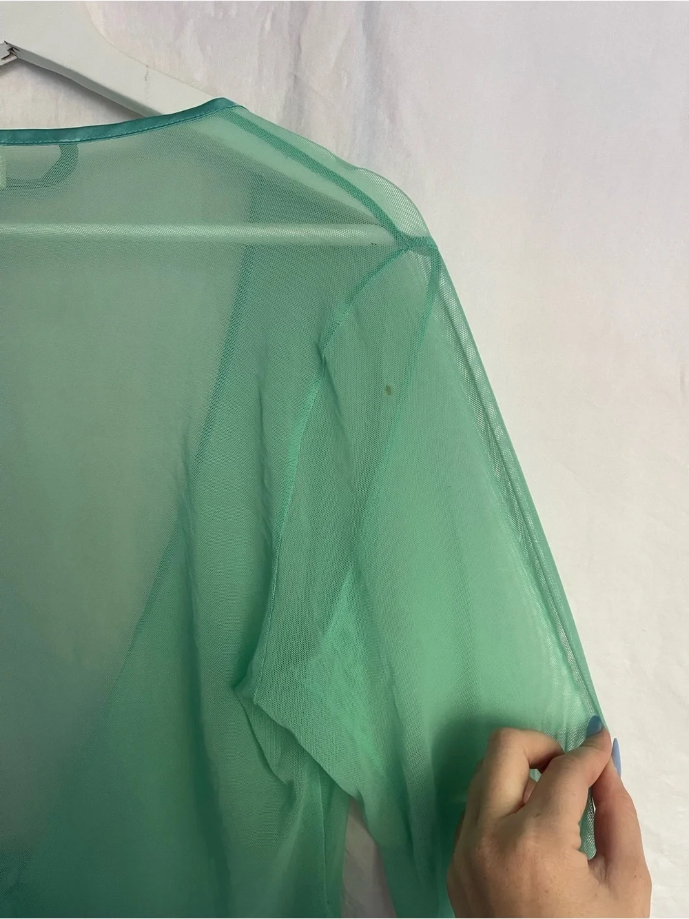 Vintage 90s Frederick’s of Hollywood Mint Mesh Robe Y2K Festival Fairy Size S